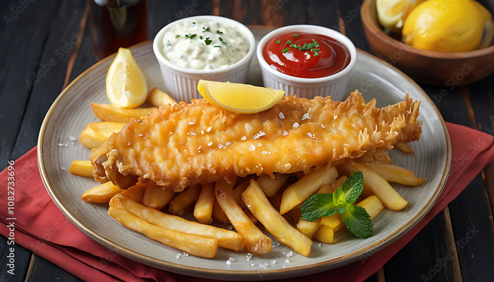 The Queen’s Fish Fry - London Chippy Delight - Proper Chippy Special - Crisp & Cod Classic - Britain’s Golden Bite. Ai Generated The Queen’s Fish Fry - London Chippy Delight - Proper Chippy Special - Crisp & Cod Classic - Britain’s Golden Bite. Ai Generated