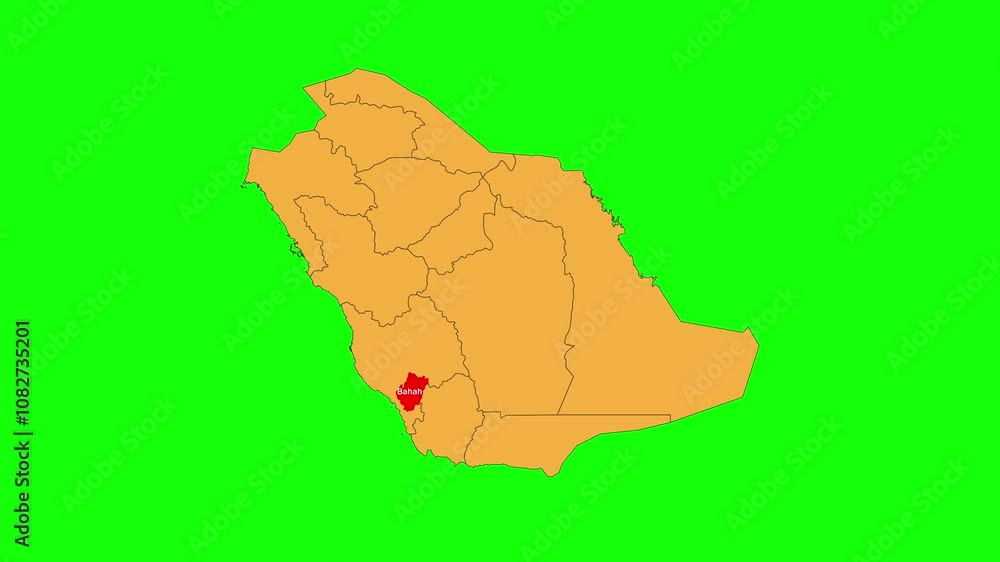 Bahah map animated video. The location is highlighted on the Saudi Arabia map. Colour map with Green screen background in video format.
Bahah map animated video. The location is highlighted on the Saudi Arabia map. Colour map with Green screen background in video format.