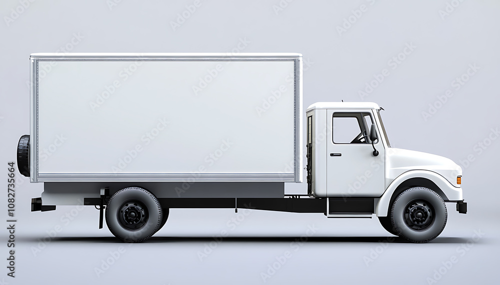 White delivery truck side view White delivery truck side view