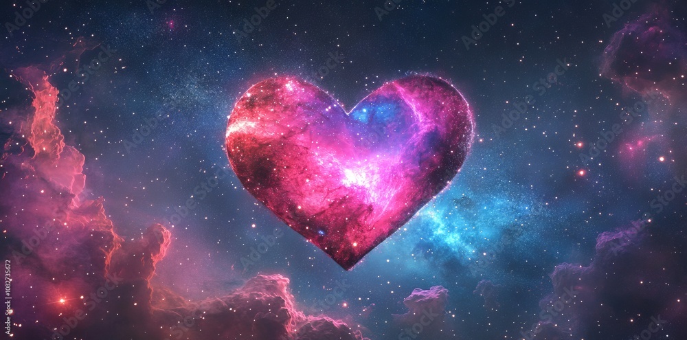8K Cosmic Background with Heart-Shaped Nebula for Valentine's Day Space Concept, AI generated illustration 8K Cosmic Background with Heart-Shaped Nebula for Valentine's Day Space Concept, AI generated illustration