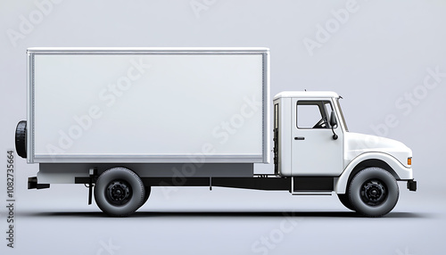 White delivery truck side view photo