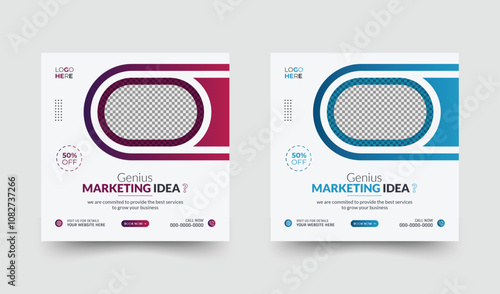 Digital marketing agency social promotion and advertising design by creative abstract shape