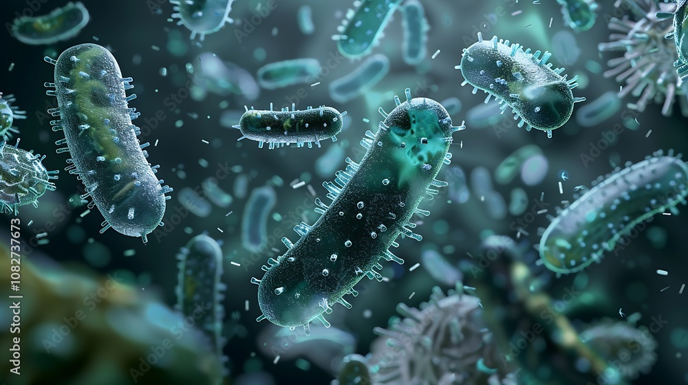 Fototapeta premium Science and medicine background featuring bacteria and viruses
