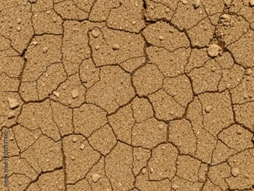 Close-up of dry, cracked dirt with scattered pebbles and rough texture, outdoor, wilderness, nature