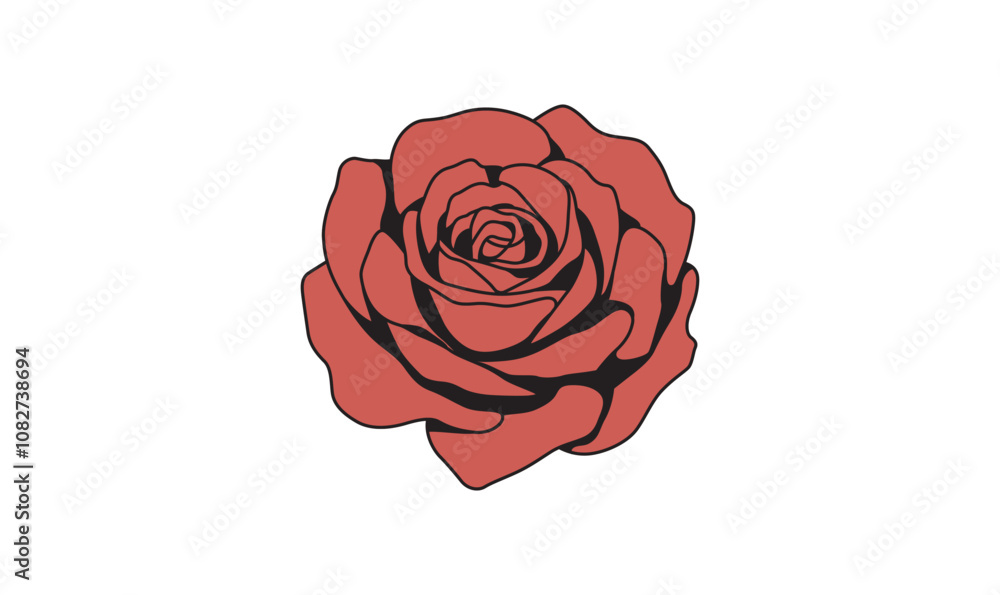 Red rose flower vector sticker print white background Red rose flower vector sticker print white background
