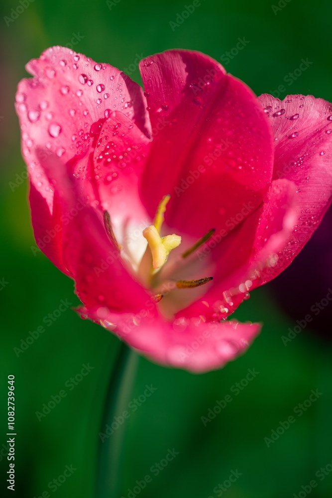Red tulip with water drops. Red tulip with water drops.
