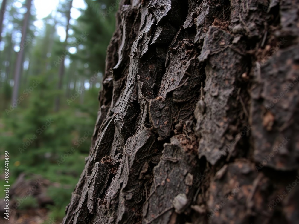 Close-up of the intricate texture of fir bark, close-up, rough, forest Close-up of the intricate texture of fir bark, close-up, rough, forest