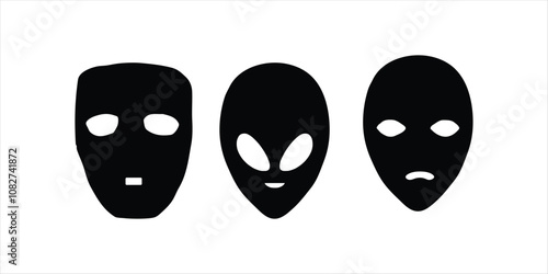 Mask Icons set vector hand drawn illustration on white background.