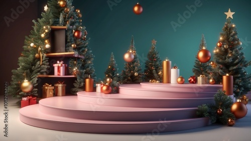 Wallpaper Mural render image of podium product stand for chrismas Torontodigital.ca