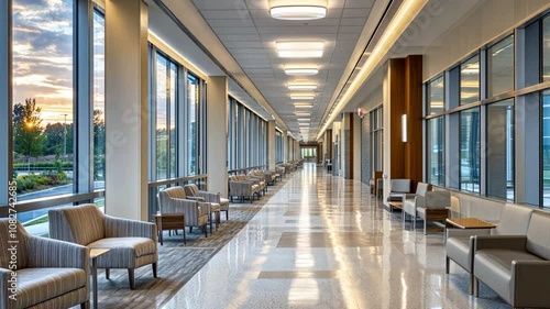 Wallpaper Mural Hospital hallway design featuring bright lighting, wide walkways, and modern seating Torontodigital.ca