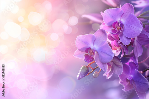 Purple orchid flowers with a blurred background.