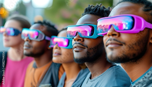 a group of naive people in rose-colored glasses photo