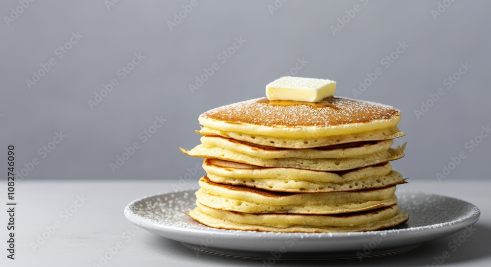 Delicious Pancakes with Butter and Powdered Sugar Delicious Pancakes with Butter and Powdered Sugar