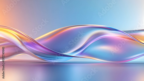 Metallic liquid background. Abstract neon texture. Rainbow 3d holographic foil