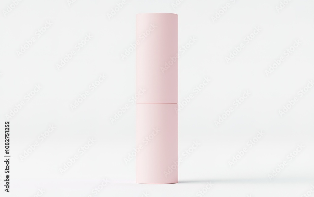 Stylish matte pink container standing upright on a clean white background, showcasing its modern design and minimalist aesthetic Stylish matte pink container standing upright on a clean white background, showcasing its modern design and minimalist aesthetic