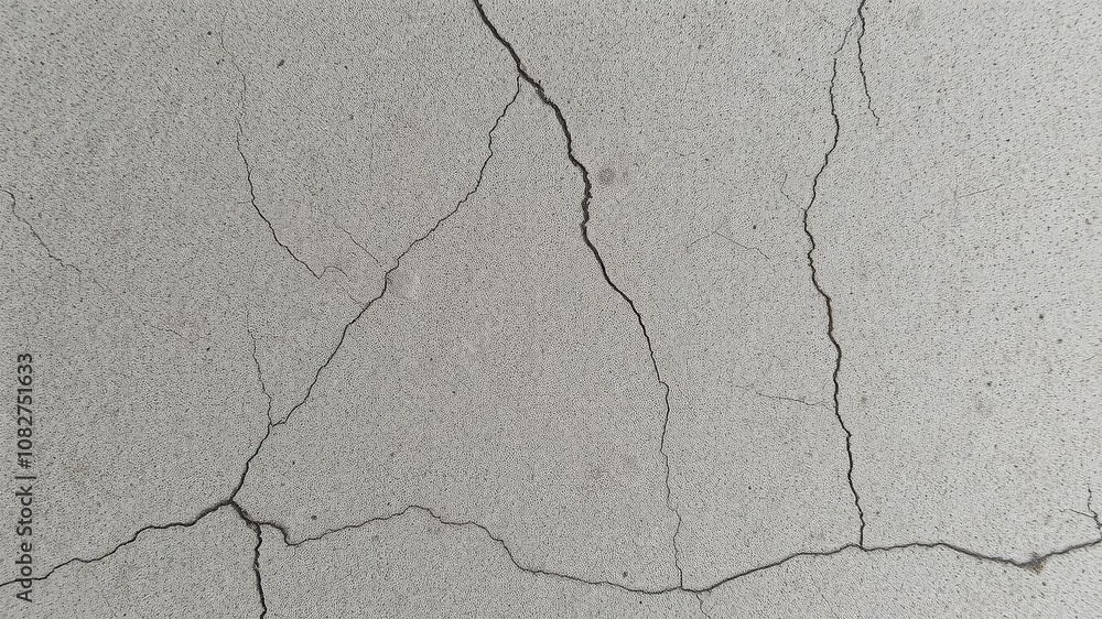 Fototapeta premium Close-up shot of rough and weathered concrete surface with visible cracks and scratches, worn, background, surface