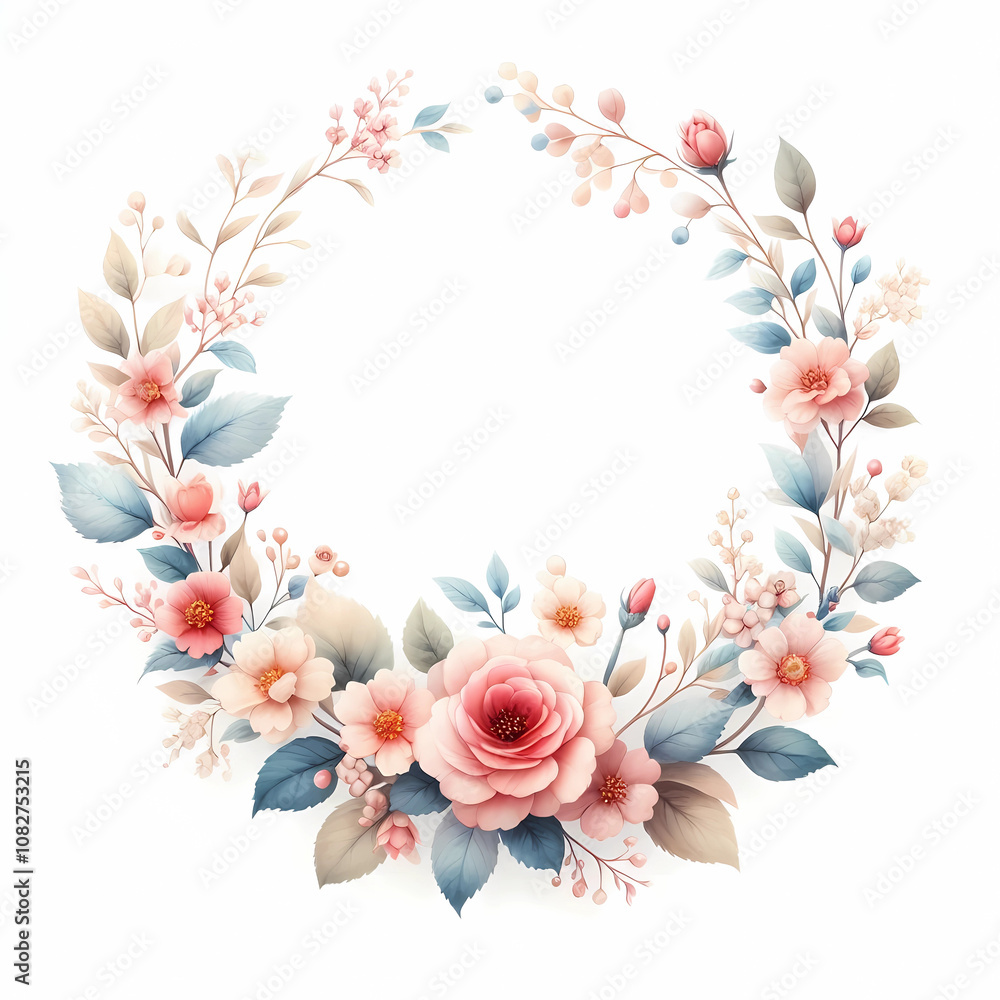 Obraz premium 3D style flower wreath on white background