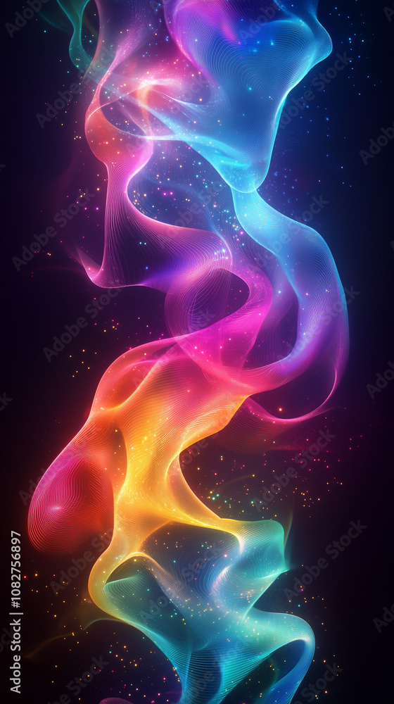 Illustration abstraite de lumières néon vibrantes aux courbes fluides et lumineuses Illustration abstraite de lumières néon vibrantes aux courbes fluides et lumineuses