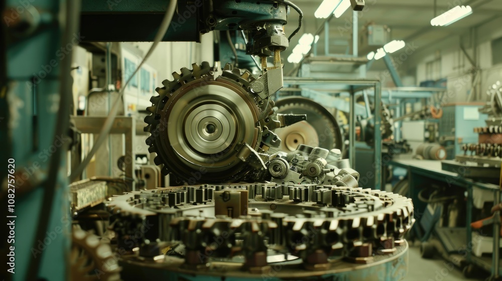 Robotic arm assembling parts in a high-tech factory Robotic arm assembling parts in a high-tech factory