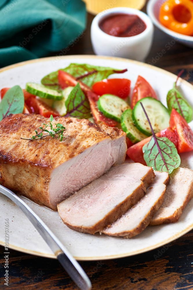 Sliced fried (air fried) spicy pork chops Sliced fried (air fried) spicy pork chops