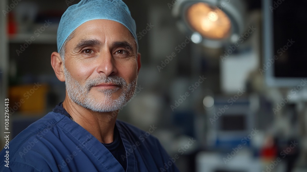 Plastic surgeon ready for breast implant surgery in a well-equipped operating room Plastic surgeon ready for breast implant surgery in a well-equipped operating room