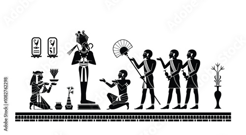 cultural illustration on tomb wall, worship of the god osiris