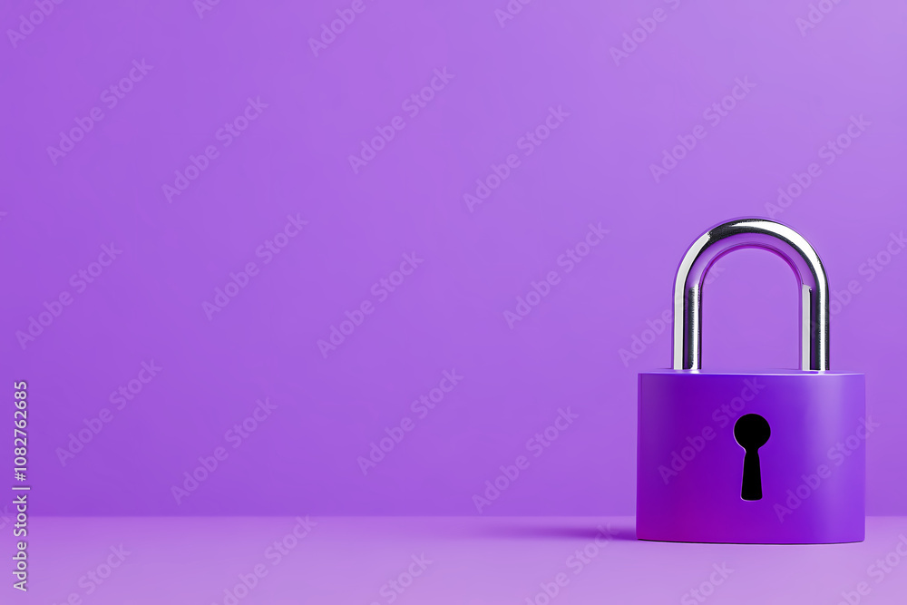 Vibrant Purple Padlock Resting on a Pastel Backdrop, Symbolizing Security and Protection Concepts Vibrant Purple Padlock Resting on a Pastel Backdrop, Symbolizing Security and Protection Concepts