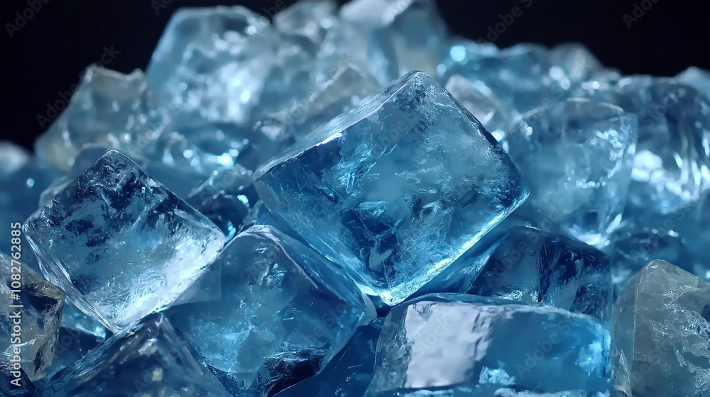Frozen Blocks of Ice Shimmering in a Cool Glow. Frozen Blocks of Ice Shimmering in a Cool Glow.