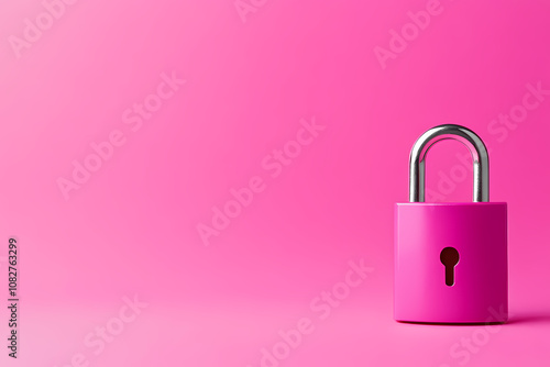 Bright Pink Padlock Standing Against a Vibrant Backdrop Symbolizing Security and Protection