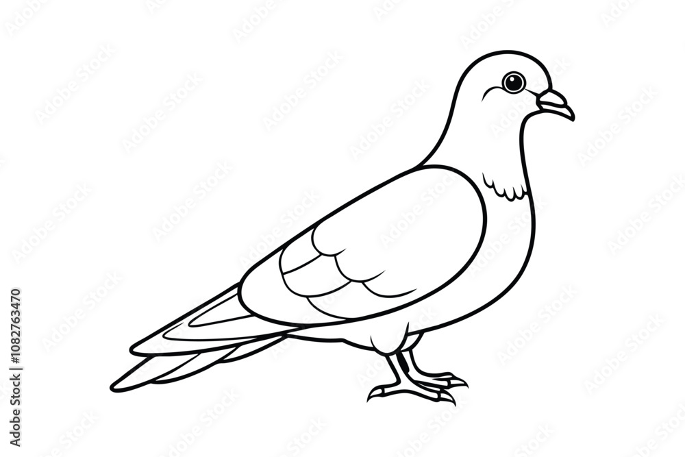 Pigeon Vector Illustration - Minimalist Bird Design with Wings, Urban Wildlife Silhouette, Elegant Line Art Pigeon Vector Illustration - Minimalist Bird Design with Wings, Urban Wildlife Silhouette, Elegant Line Art