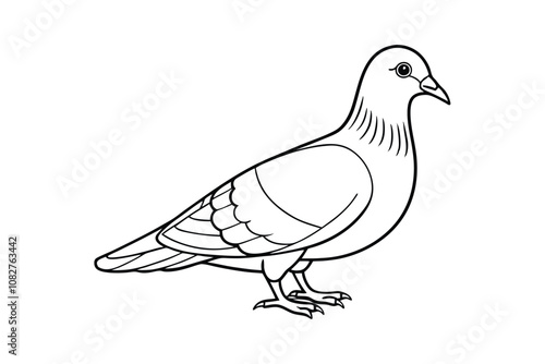 Pigeon Vector Illustration - Minimalist Bird Design with Wings, Urban Wildlife Silhouette, Elegant Line Art photo