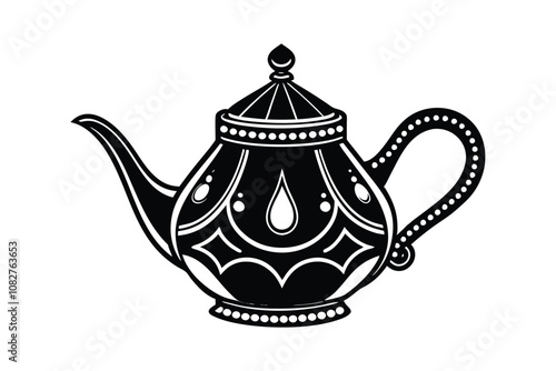 Isolated Teapot Silhouette Vector - Minimalist Black Outline, Elegant Kitchenware Design, Classic Tea Art photo