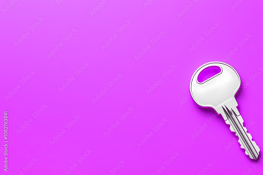 A Solitary Silver Key Resting on a Vibrant Purple Surface Capturing a Moment of Mystery and Access A Solitary Silver Key Resting on a Vibrant Purple Surface Capturing a Moment of Mystery and Access