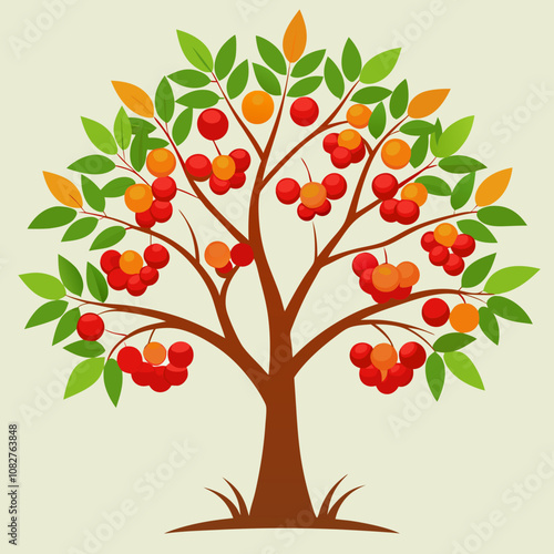 rowan tree vector illustration