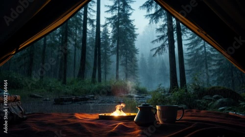 A cozy tent in the rain forest	