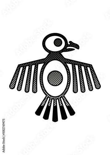 Aztec bird or Mayan and Inca tribal symbol, sacred deity. Ancient Mexican and Maya tribe sign of vulture or eagle. Vector tribal ethnic religious ritual idol isolated on white background