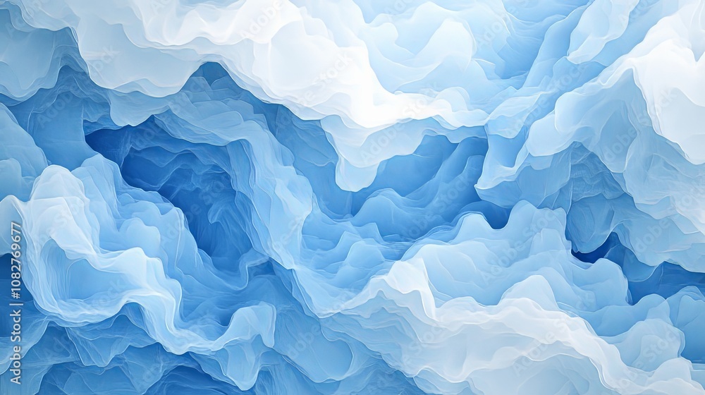 Ethereal Blue and White Fluid Translucent Waves Ethereal Blue and White Fluid Translucent Waves