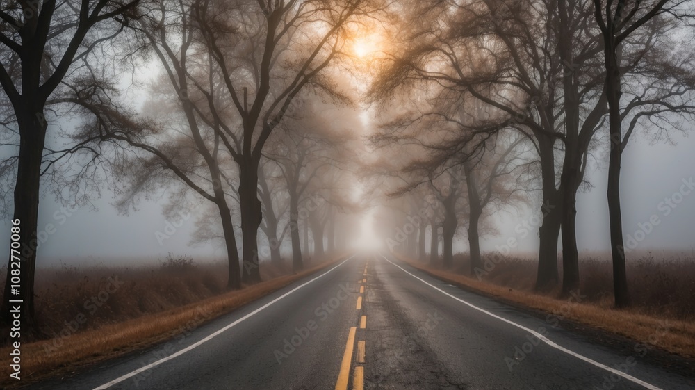 Fototapeta premium road perspective that is lost in the fog