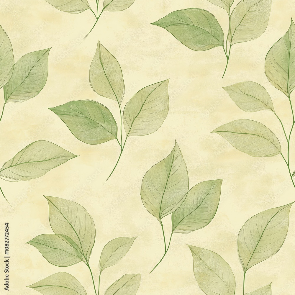 Delicate pastel leaves seamless pattern. Hand-drawn botanical style Delicate pastel leaves seamless pattern. Hand-drawn botanical style