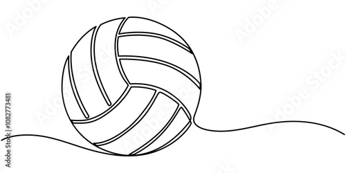 Continuous line drawing of ball. Volleybal one line art. Vector illustration, Healthy Life line icon concept. Volleyball line icon design, Volley Ball, Volleyball icon in thin line style.