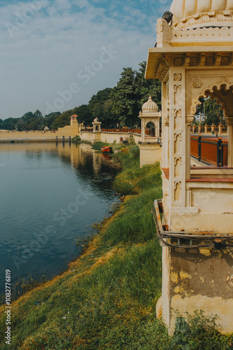 Canvas Print Beautiful images of Lakhota Lake and the historic Lakhota Palace Museum in Jamnagar, Gujarat
