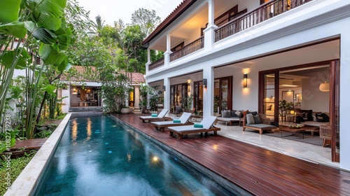 Wallpaper Mural A modern villa with a swimming pool and a patio. Torontodigital.ca