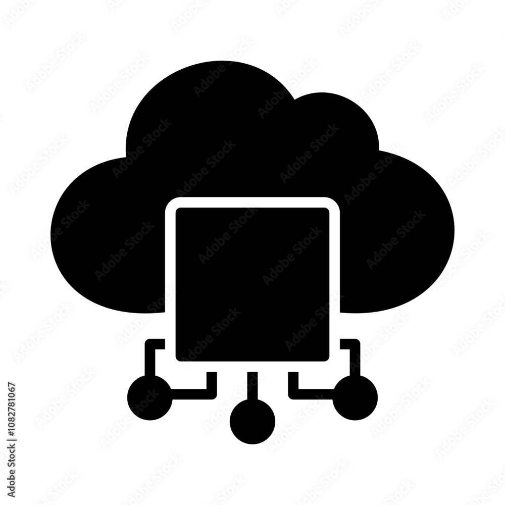 Icon showing a cloud with a microchip, representing cloud AI technology. Icon showing a cloud with a microchip, representing cloud AI technology.