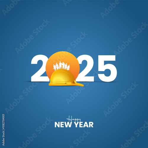 Happy new year 2025 Labour concept. New year creative design for banner, poster vector illustration.