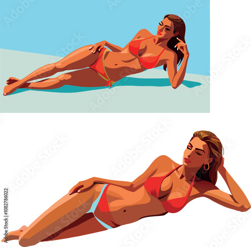 Beautiful woman relaxing and enjoying summer sun on beach