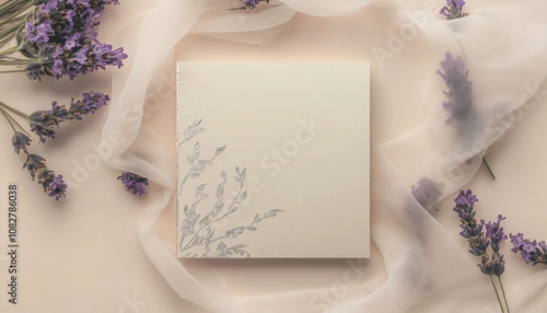 Elegant Square Ivory Wedding Card Mockup Perfect for Valentine's Day Celebrations