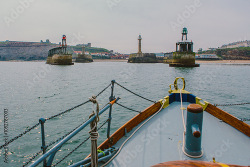 Stunning photos of Whitby, the iconic coastal town in North Yorkshire, England, known for its scenic Whitby harbour, river Esk, and picturesque coast. photo