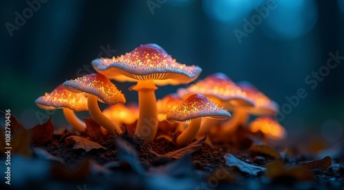 Enchanting Glowing Mushrooms in a Mystical Forest