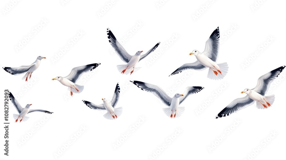 Obraz premium Group of Seagulls Flying in the Sky