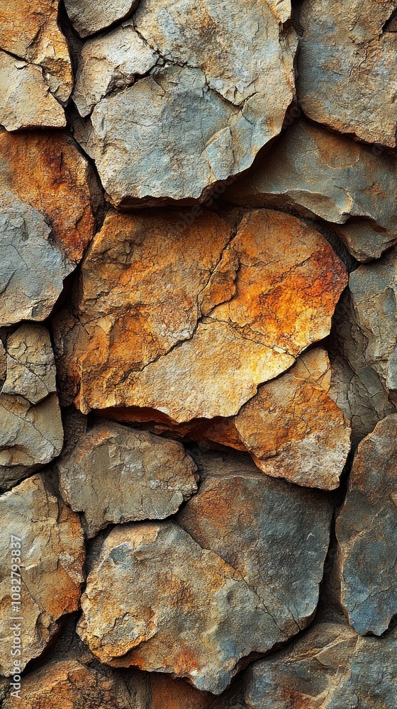 Close-up of textured stone wall with earthy tones and patterns. Close-up of textured stone wall with earthy tones and patterns.